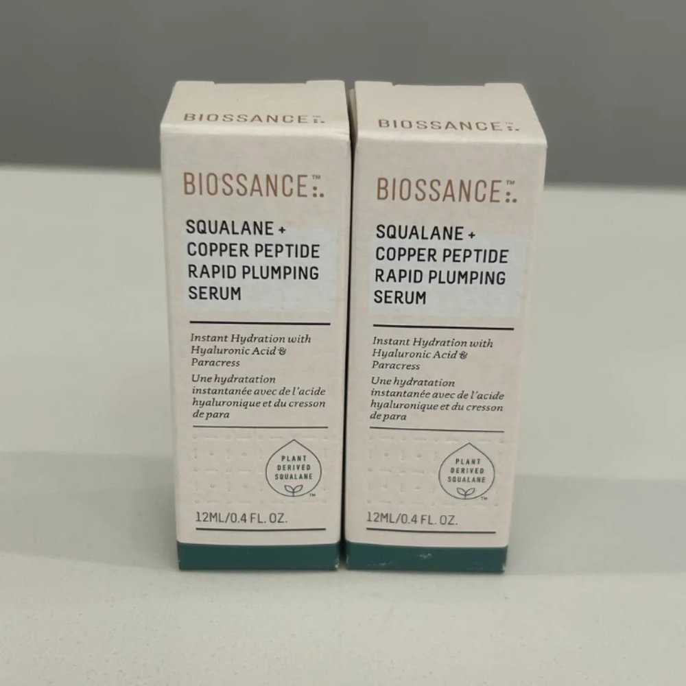 NIB x2 Biossance Squalane + Hyaluronic Acid Copper Peptide Rapid Plumping Serum - Picture 5 of 14
